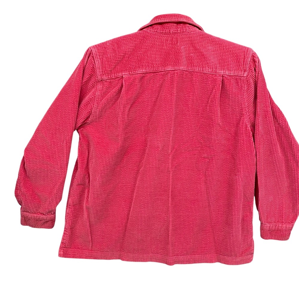 LL Bean Pink Corduroy Shirt Womens Large Regular Wide Wale Cotton Button Down L - Picture 9 of 9